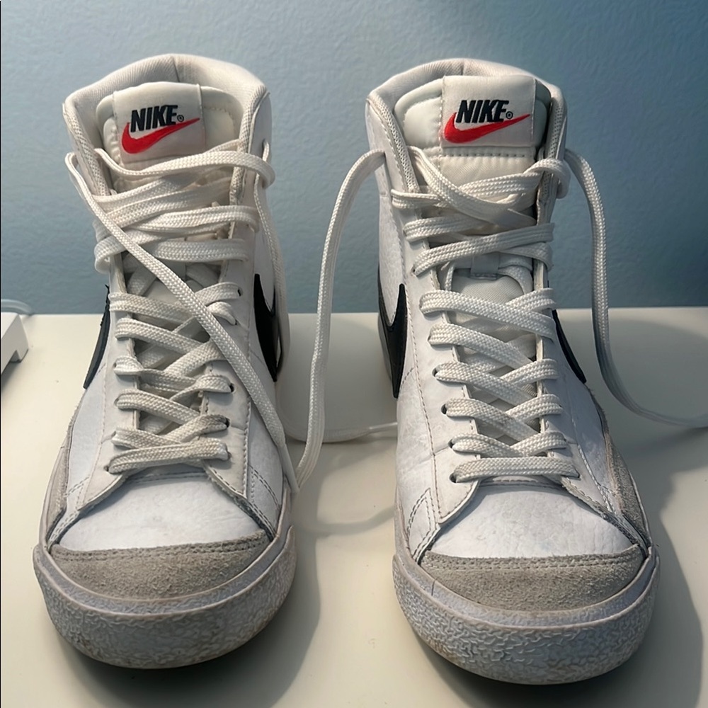 Nike White and Black High-Top Sneakers